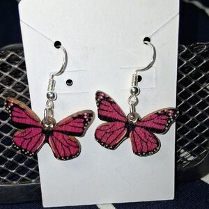 Pink Butterfly Dangle Earrings